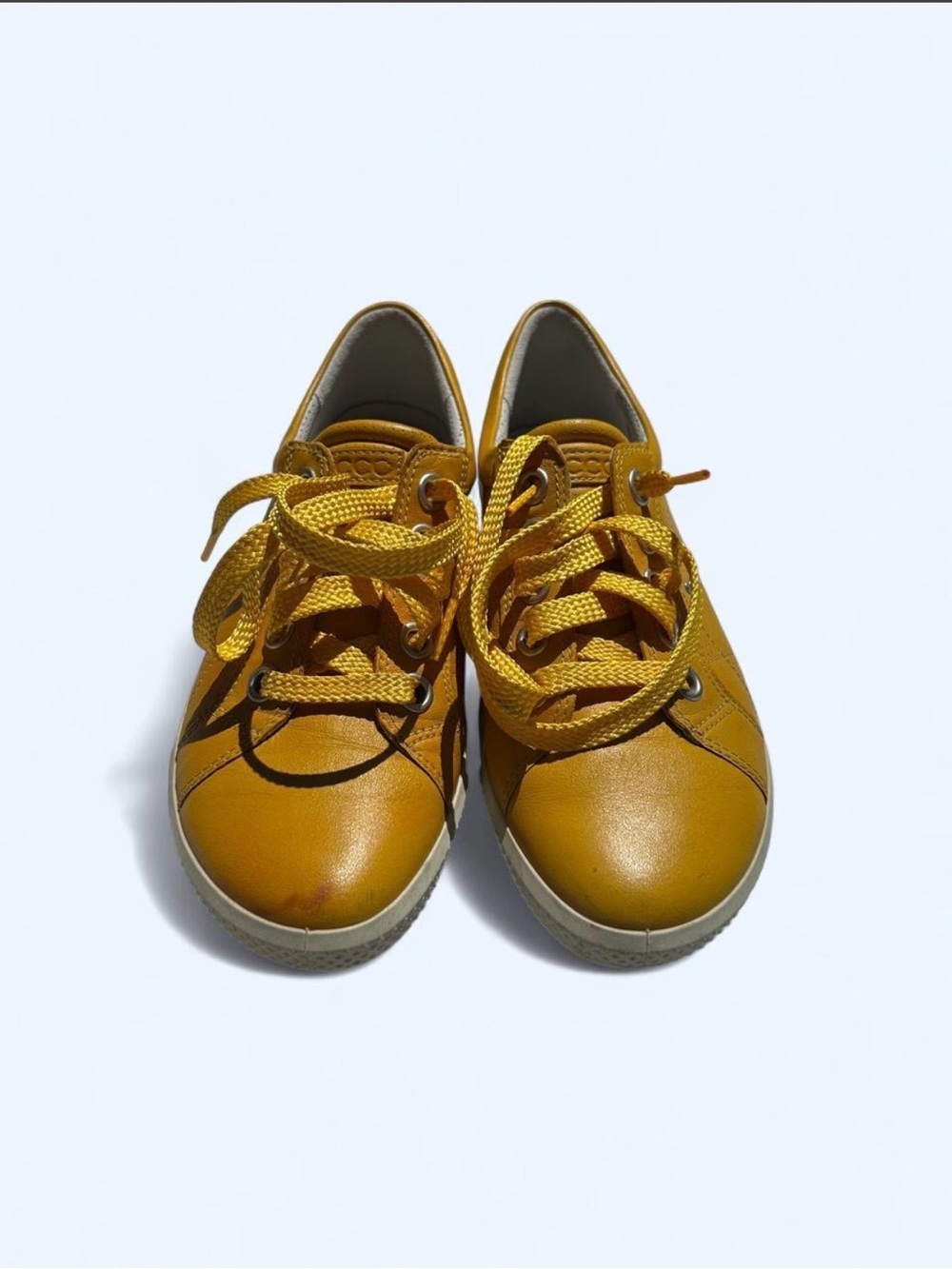 ECCO Mustard Yellow Leather Lace-Up Sneakers EU 37 / US 6-6.5